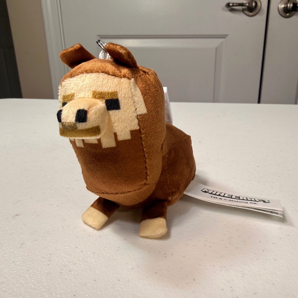 Minecraft Llama Plush Keychain Brown Pixel Backpack Clip Just Toys Mojang Small